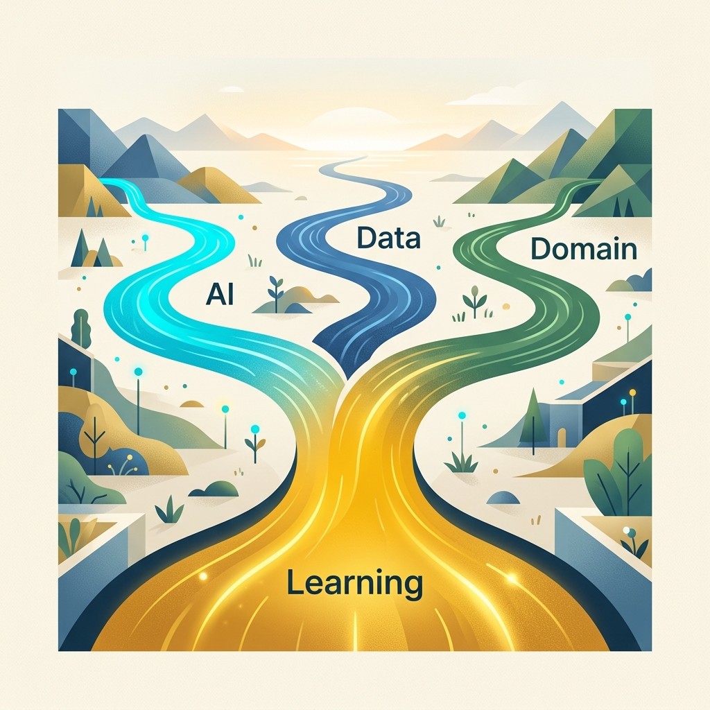 AI, data, and domain knowledge all flowing into learning
