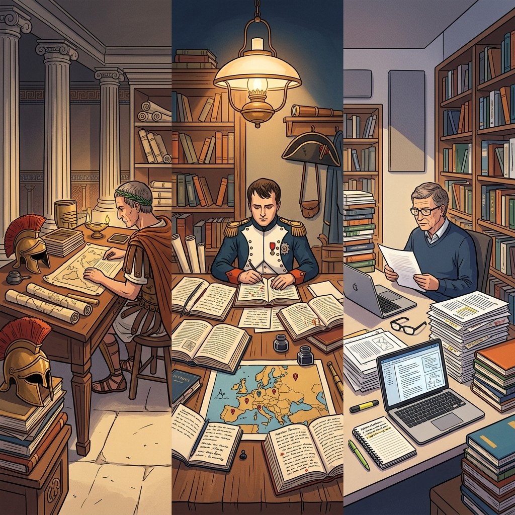Caesar, Napoleon, and Gates: three desks, one habit