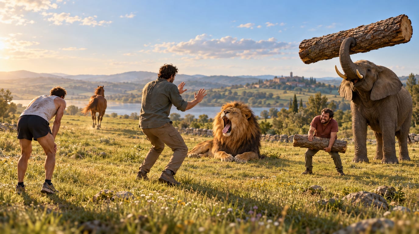 Three fair contests lost to a horse, a lion and an elephant